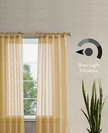 Jessica Simpson Nora Embroidery Sheer Tie Top Window Curtain Panel Pair With Tiebacks, 38 X 84 - Image 8