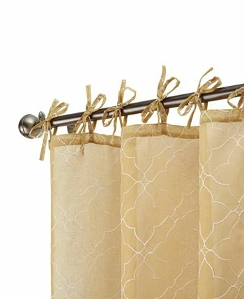Jessica Simpson Nora Embroidery Sheer Tie Top Window Curtain Panel Pair With Tiebacks, 38 X 84 - Image 5