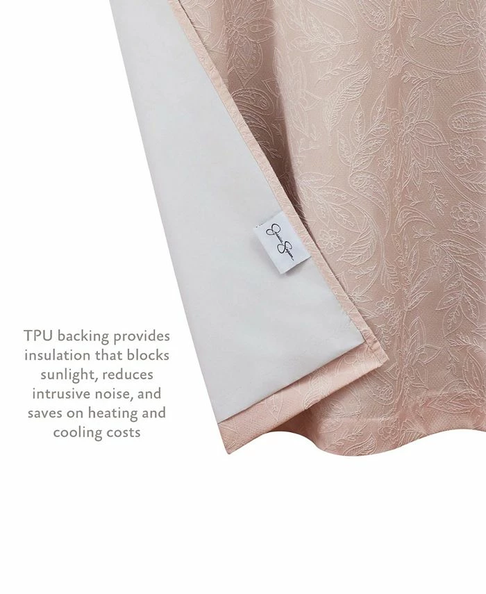 Jessica Simpson Groovy Paisley Textured Blackout Grommet Window Curtain Panel Pair With Tiebacks, 38 X 96 - Image 4