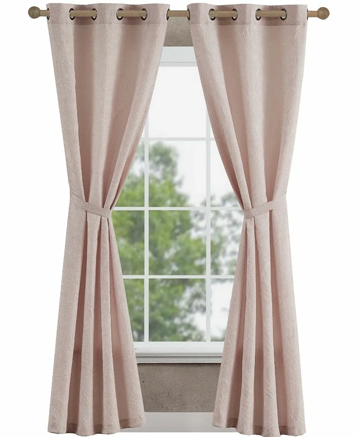 Jessica Simpson Groovy Paisley Textured Blackout Grommet Window Curtain Panel Pair With Tiebacks, 38 X 96