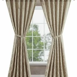 Jessica Simpson Lynee Textured Diamond Patterned Blackout Back-Tab Window Curtain Panel Pair With Tiebacks, 52 X 84