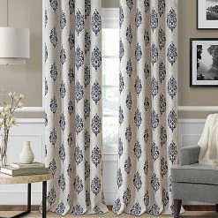 Elrene Navara Medallion Print Linen 52 X 84 Blackout Curtain Panel